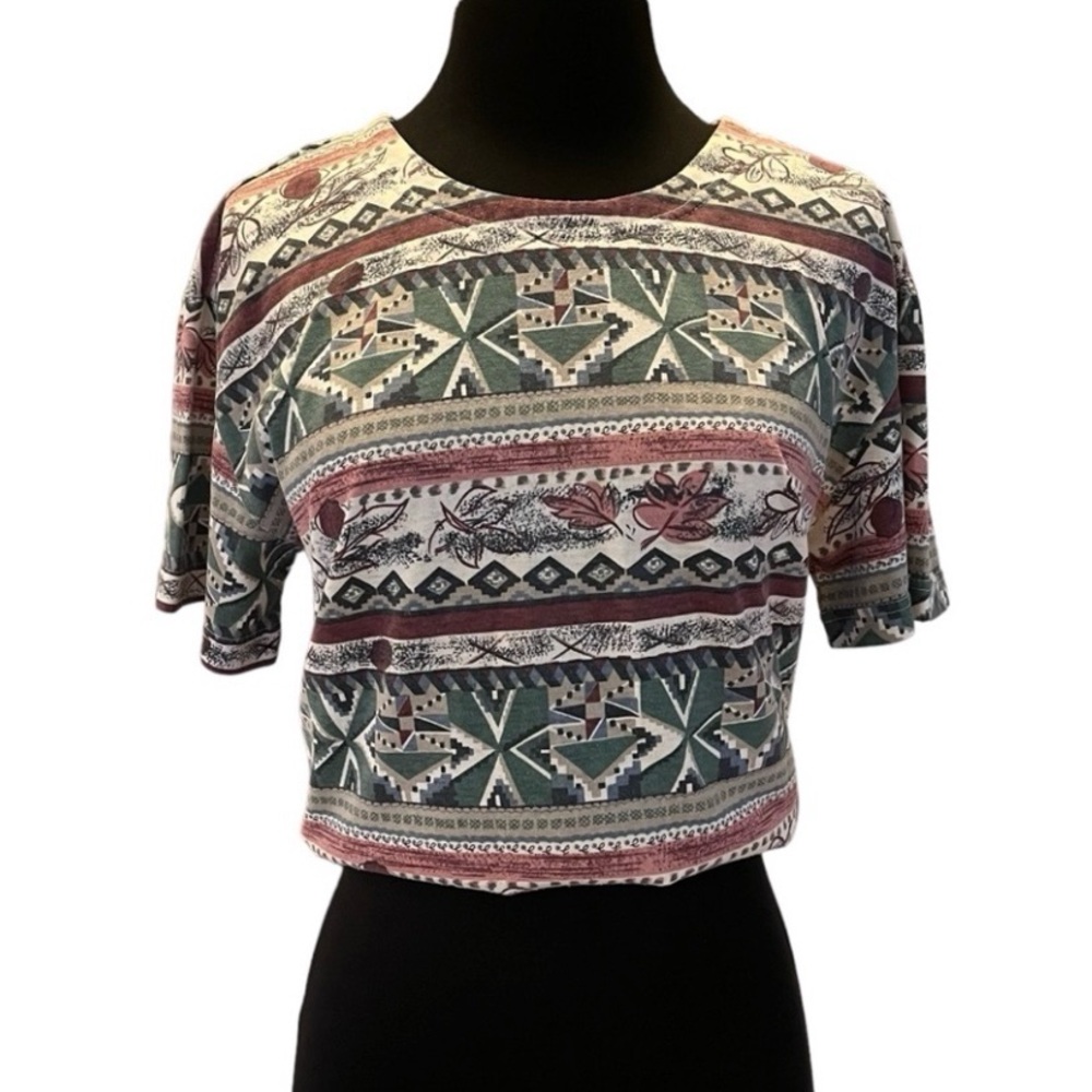 Vintage southwestern abstract print crewneck T-shirt S - Picture 2 of 11